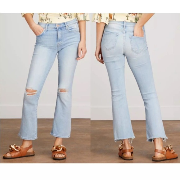 MOTHER THE OUTSIDER ANKLE CHEW IN POISONED PETALS HIGH WAISTED FLARE LEG BOOTCUT - Picture 1 of 12